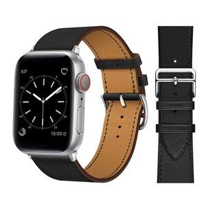NEW[BAND] Black Leather strap For Apple Watch